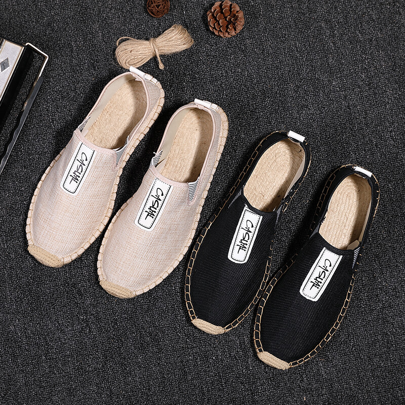 Espadrille Slip On - Льняные мужские повседневные туфли-лоферы, плетеные рыбацкие