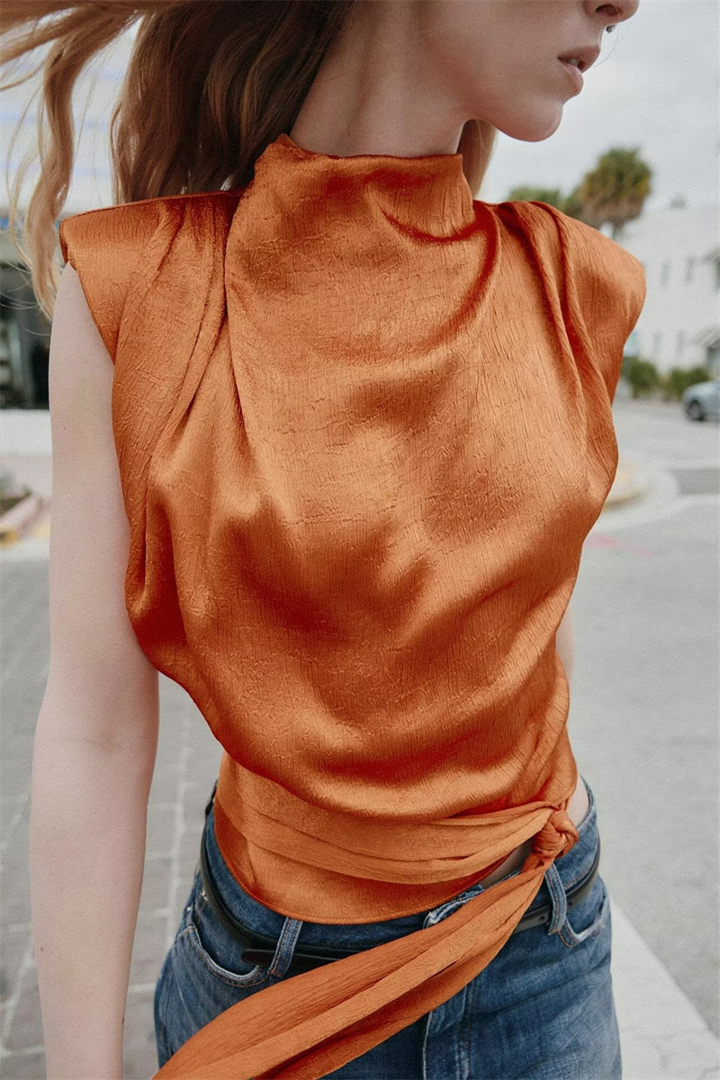 Атласный укороченный топ без р – обзор и цена Shirt Camp Collar